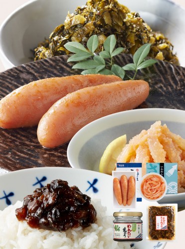 食応援企画【めんたい辛子たかなプレゼント】もりもりご飯が食べたくなる人気セットA(あごだし辛子めんたい90g、いかめんたい90g、めんたい生のり、めんたい辛子たかな130g)