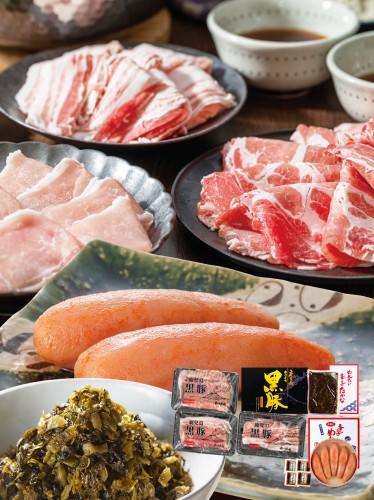 【11月4日より順次発送】送料無料 鹿児島黒豚しゃぶしゃぶ&福さ屋ご贈答セット(鹿児島黒豚しゃぶしゃぶセット、無着色辛子めんたい240g、めんたい辛子たかな200g) 福さ屋 辛子明太子 明太子 お歳暮 冬ギフト