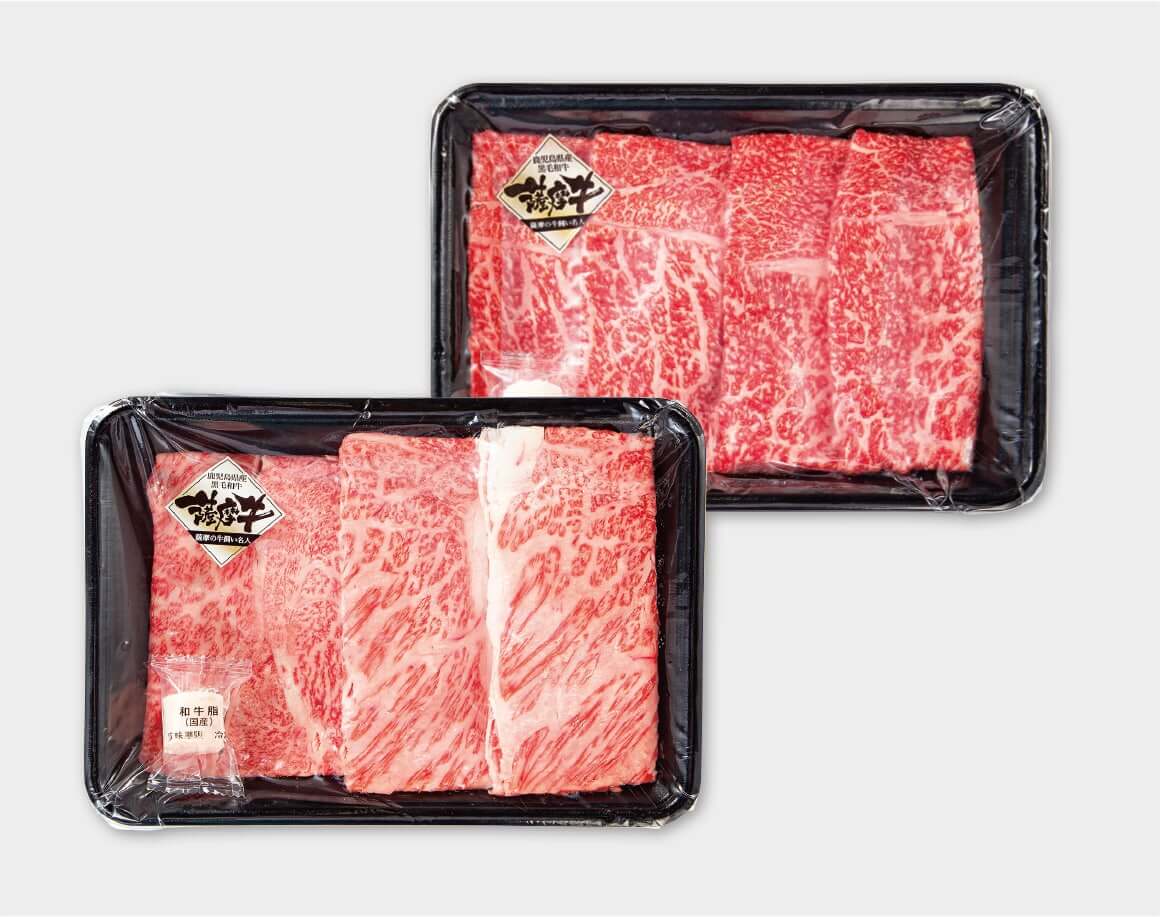 A5等級鹿児島産黒毛和牛 霜降・赤身食べ比べスライス400g